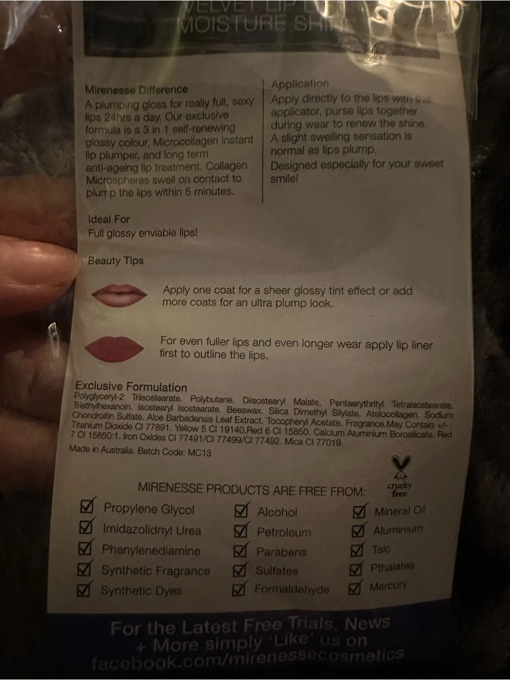 NWT Mirenesse Lip Gloss in Color: On Top